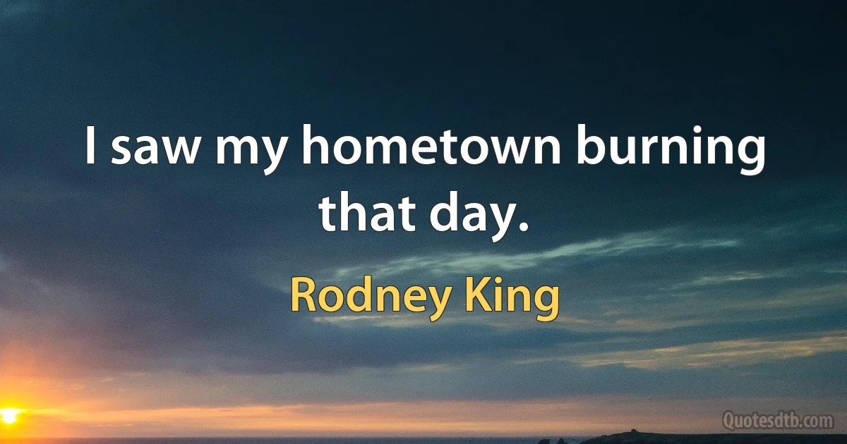 I saw my hometown burning that day. (Rodney King)