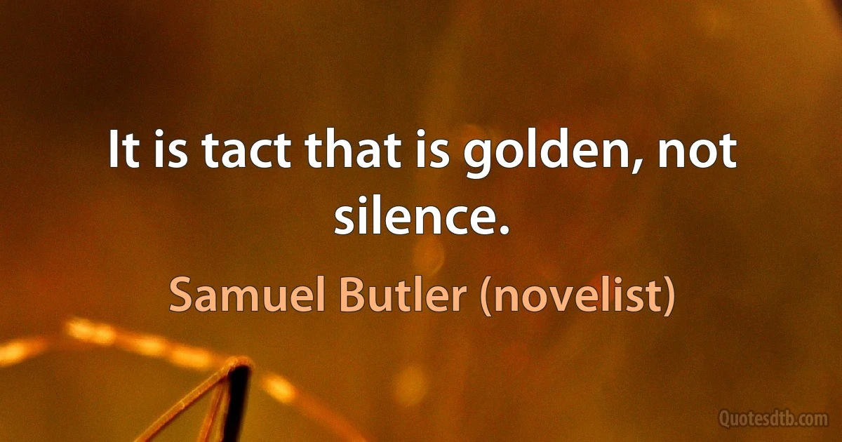 It is tact that is golden, not silence. (Samuel Butler (novelist))