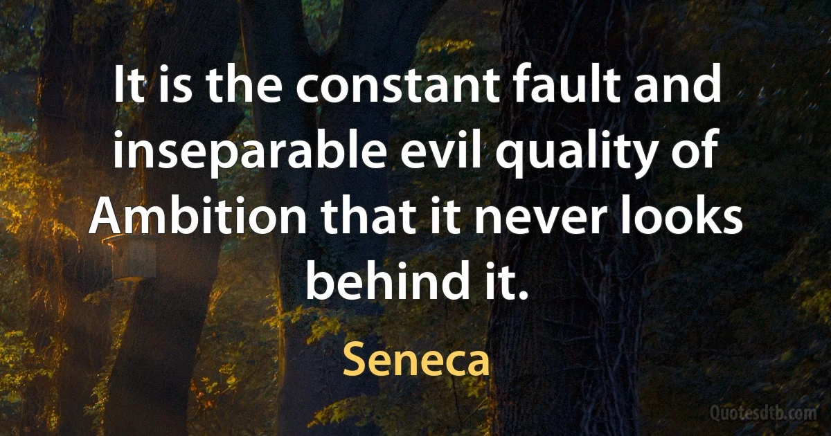 It is the constant fault and inseparable evil quality of Ambition that it never looks behind it. (Seneca)