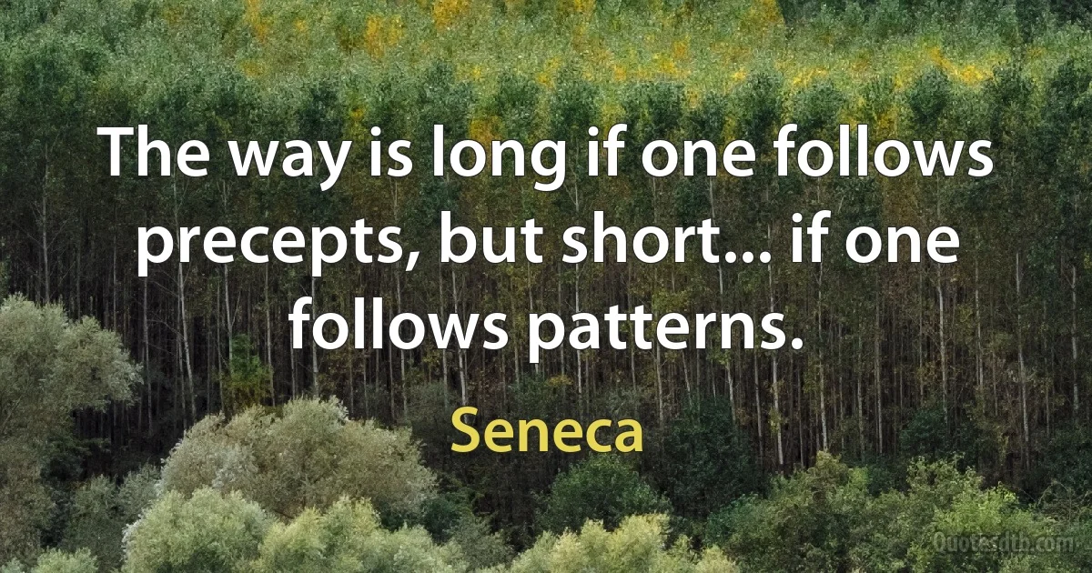 The way is long if one follows precepts, but short... if one follows patterns. (Seneca)