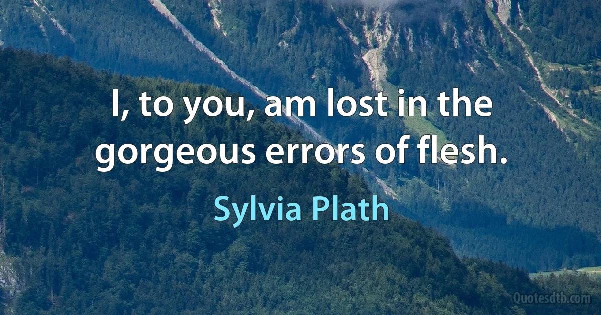 I, to you, am lost in the gorgeous errors of flesh. (Sylvia Plath)