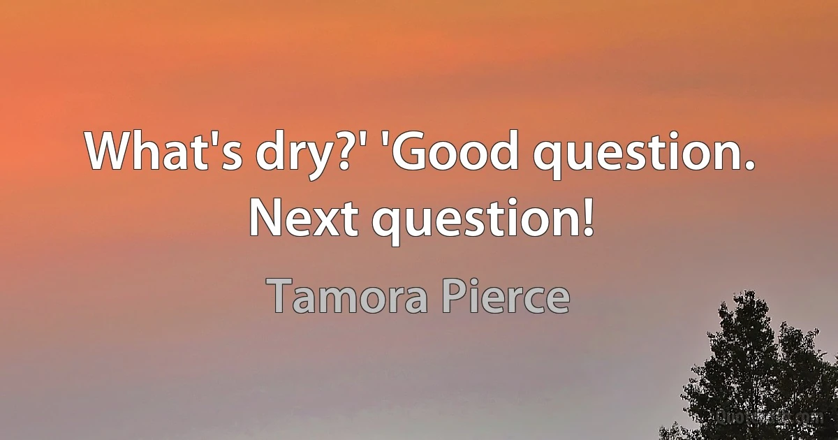 What's dry?' 'Good question. Next question! (Tamora Pierce)