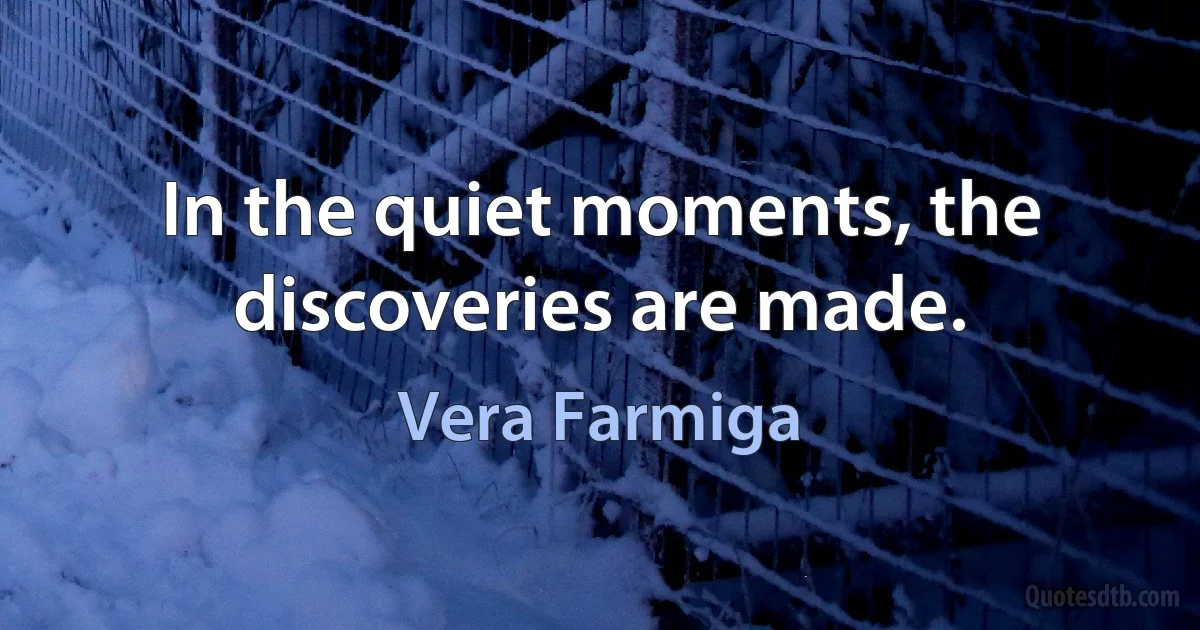 In the quiet moments, the discoveries are made. (Vera Farmiga)