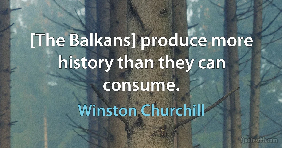 [The Balkans] produce more history than they can consume. (Winston Churchill)