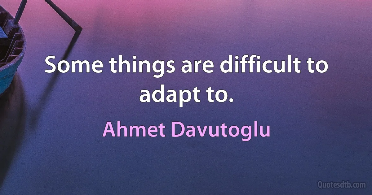 Some things are difficult to adapt to. (Ahmet Davutoglu)