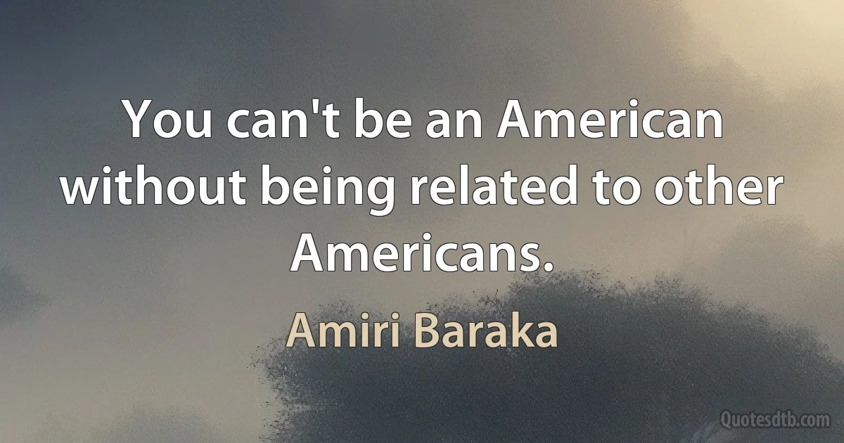 You can't be an American without being related to other Americans. (Amiri Baraka)