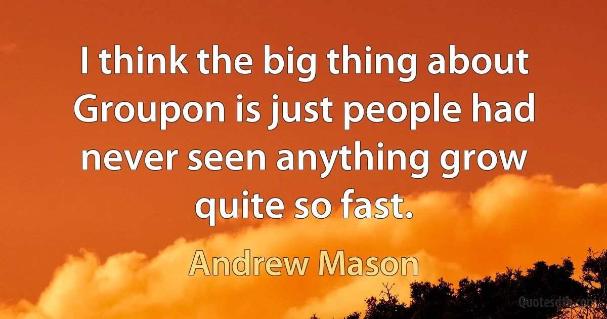 I think the big thing about Groupon is just people had never seen anything grow quite so fast. (Andrew Mason)