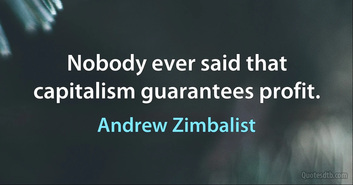 Nobody ever said that capitalism guarantees profit. (Andrew Zimbalist)