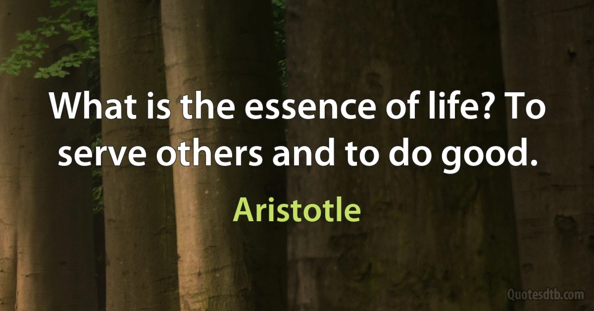 What is the essence of life? To serve others and to do good. (Aristotle)