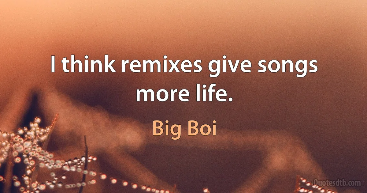 I think remixes give songs more life. (Big Boi)