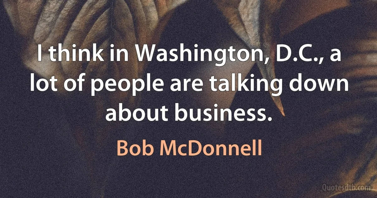 I think in Washington, D.C., a lot of people are talking down about business. (Bob McDonnell)