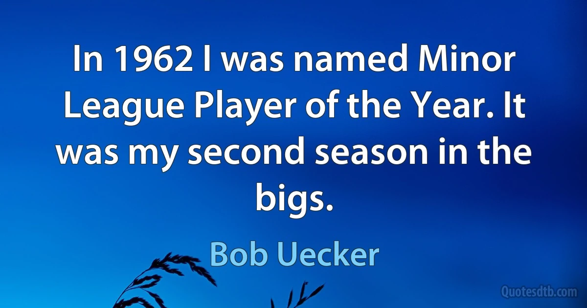 In 1962 I was named Minor League Player of the Year. It was my second season in the bigs. (Bob Uecker)