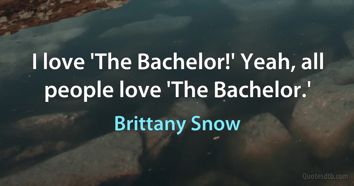 I love 'The Bachelor!' Yeah, all people love 'The Bachelor.' (Brittany Snow)