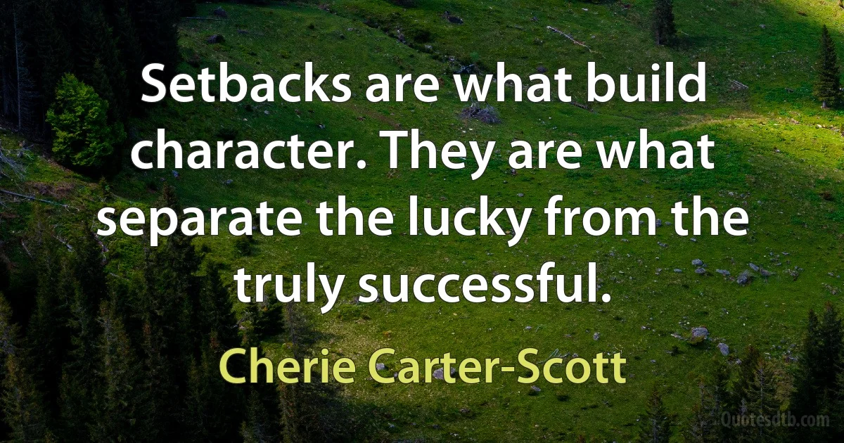 Setbacks are what build character. They are what separate the lucky from the truly successful. (Cherie Carter-Scott)