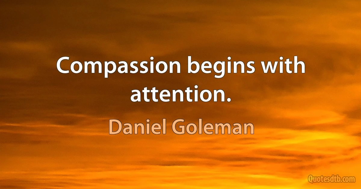 Compassion begins with attention. (Daniel Goleman)