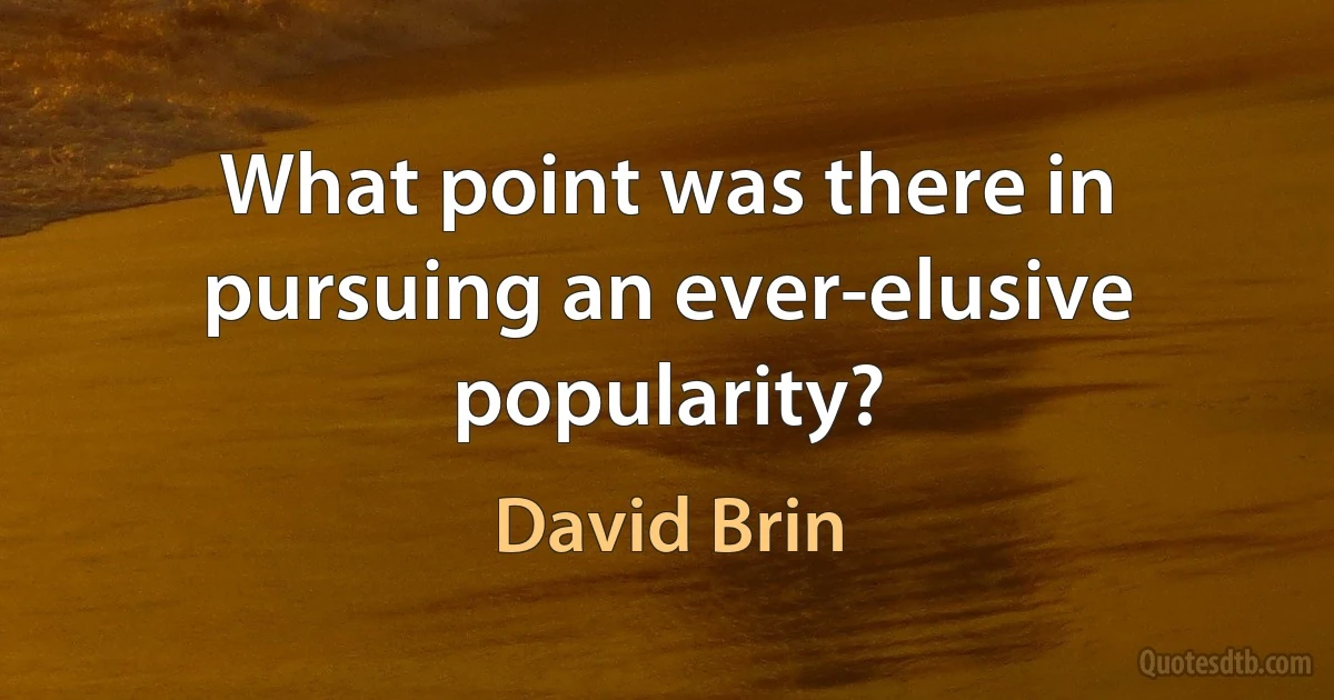 What point was there in pursuing an ever-elusive popularity? (David Brin)