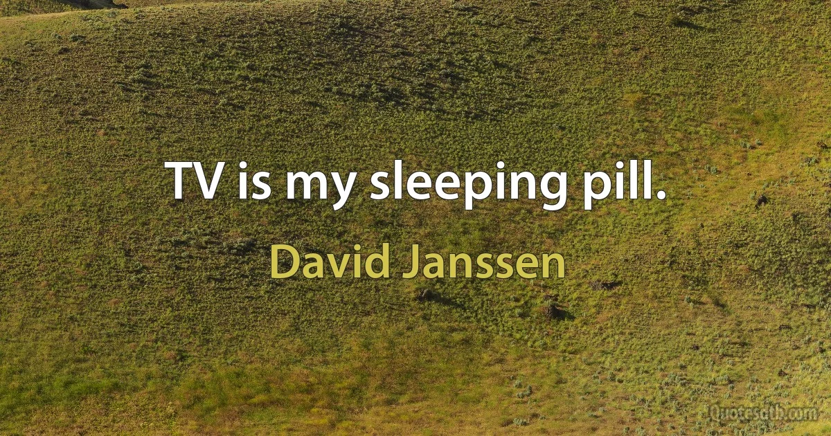 TV is my sleeping pill. (David Janssen)