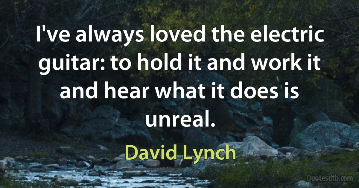 I've always loved the electric guitar: to hold it and work it and hear what it does is unreal. (David Lynch)