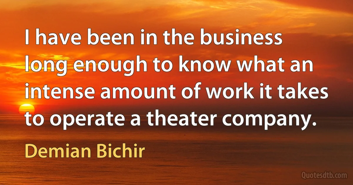 I have been in the business long enough to know what an intense amount of work it takes to operate a theater company. (Demian Bichir)