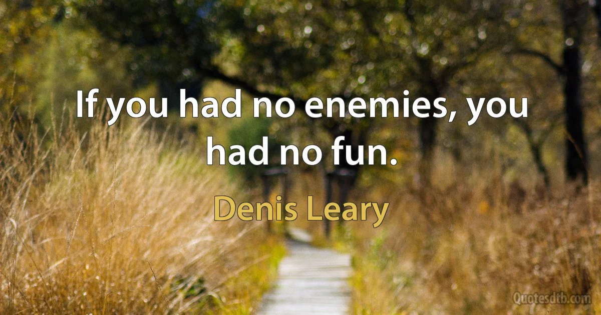 If you had no enemies, you had no fun. (Denis Leary)