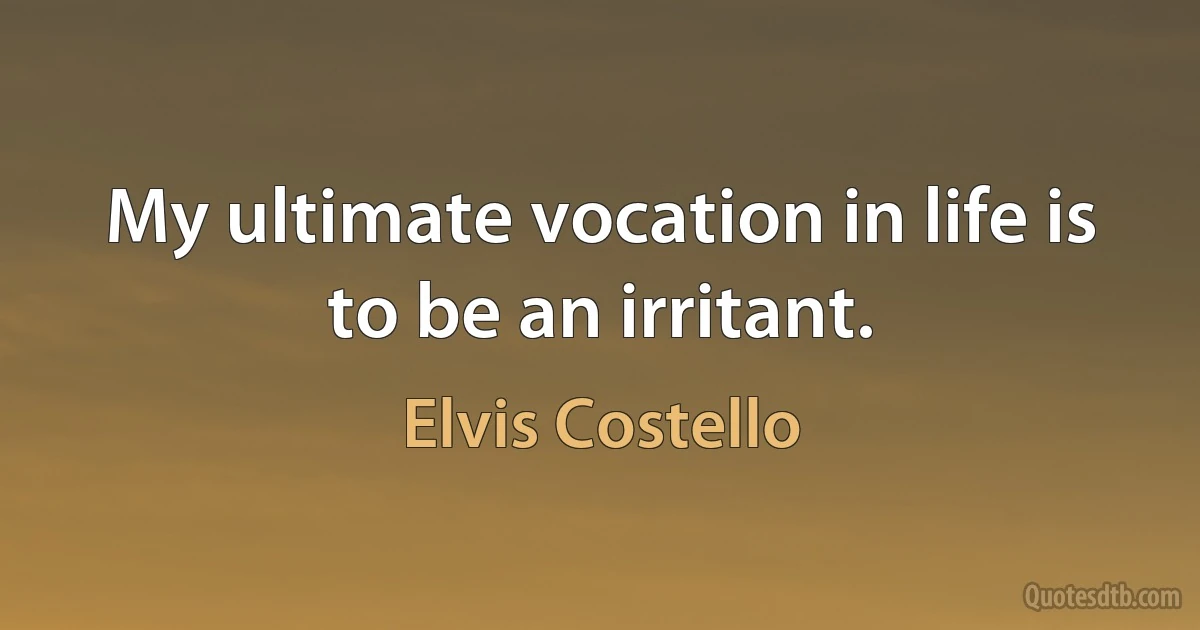 My ultimate vocation in life is to be an irritant. (Elvis Costello)