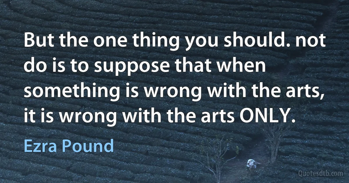 But the one thing you should. not do is to suppose that when something is wrong with the arts, it is wrong with the arts ONLY. (Ezra Pound)