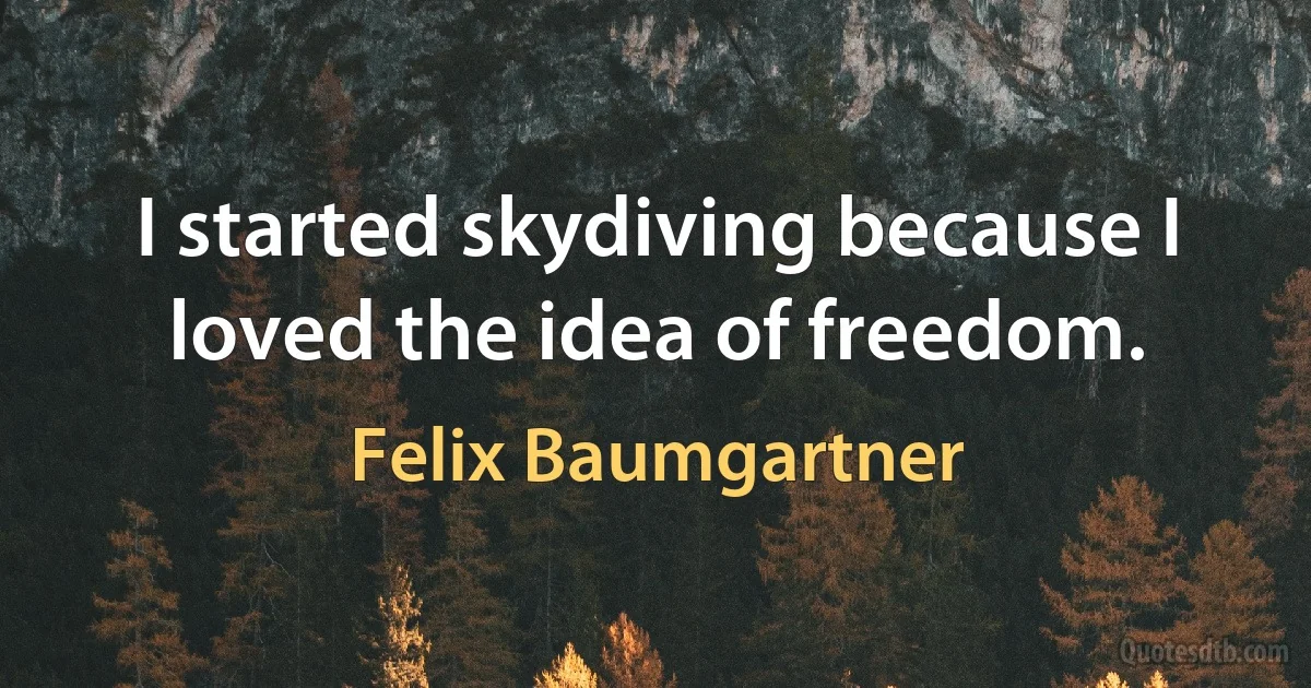 I started skydiving because I loved the idea of freedom. (Felix Baumgartner)