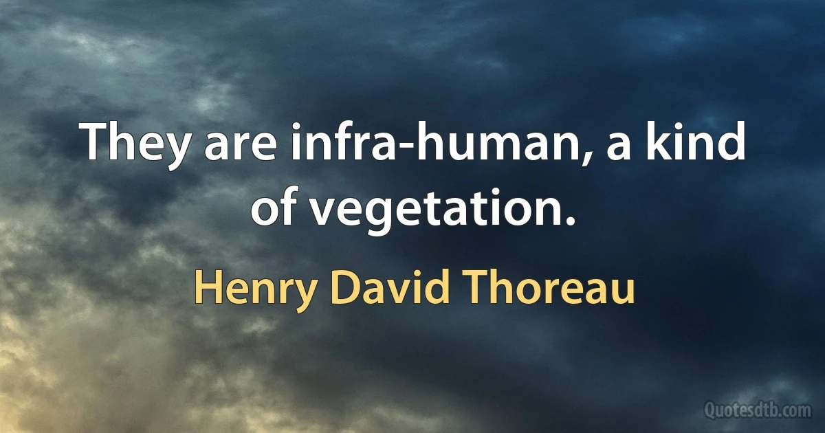 They are infra-human, a kind of vegetation. (Henry David Thoreau)