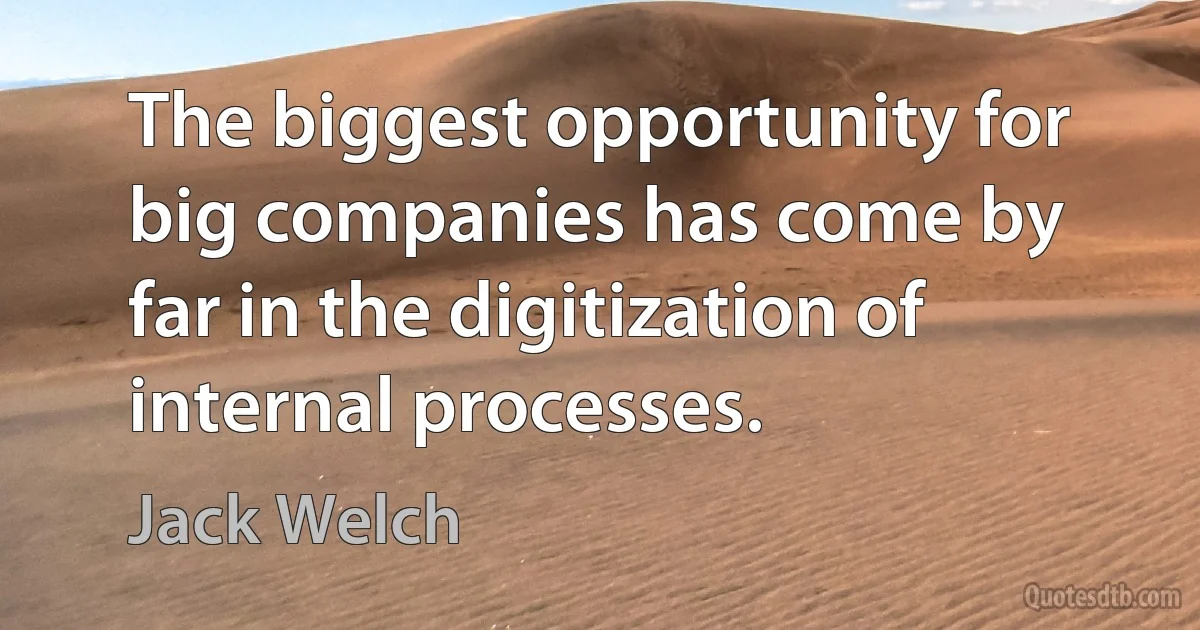 The biggest opportunity for big companies has come by far in the digitization of internal processes. (Jack Welch)