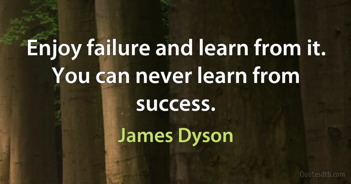 Enjoy failure and learn from it. You can never learn from success. (James Dyson)