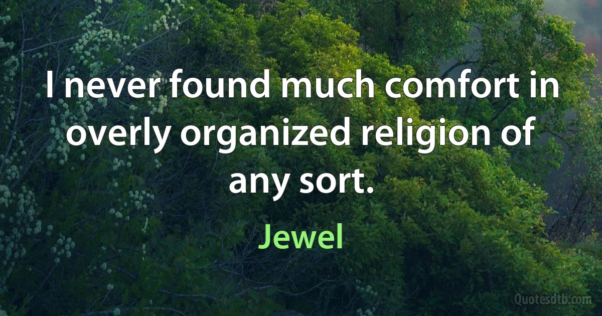 I never found much comfort in overly organized religion of any sort. (Jewel)