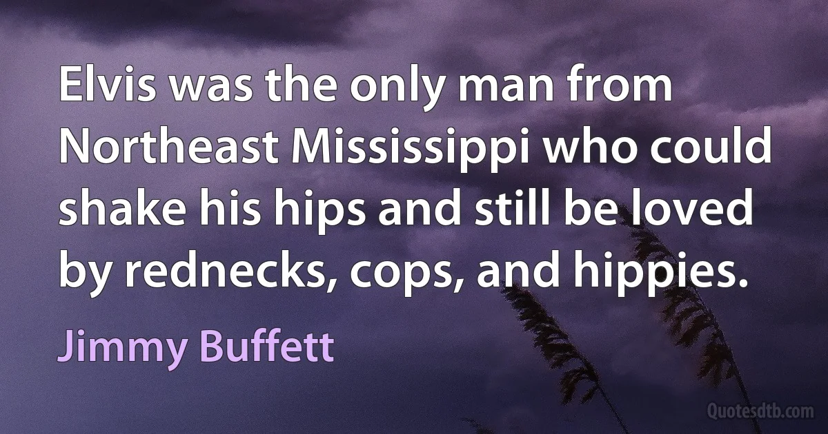 Elvis was the only man from Northeast Mississippi who could shake his hips and still be loved by rednecks, cops, and hippies. (Jimmy Buffett)