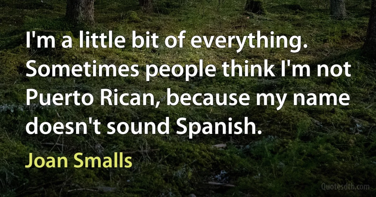 I'm a little bit of everything. Sometimes people think I'm not Puerto Rican, because my name doesn't sound Spanish. (Joan Smalls)