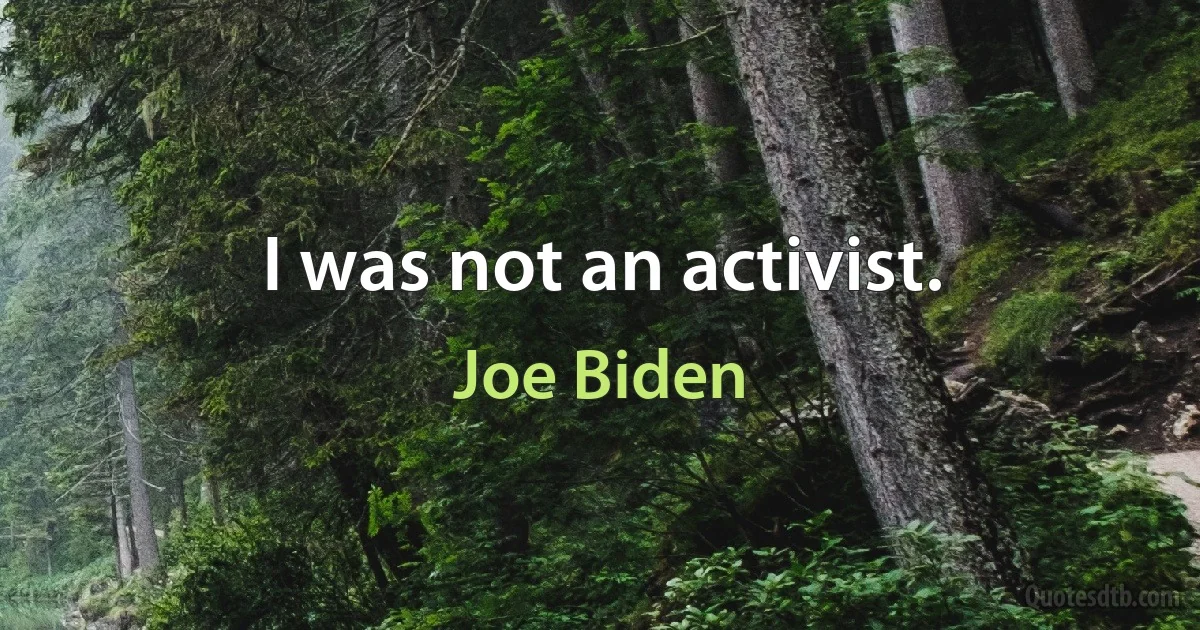 I was not an activist. (Joe Biden)