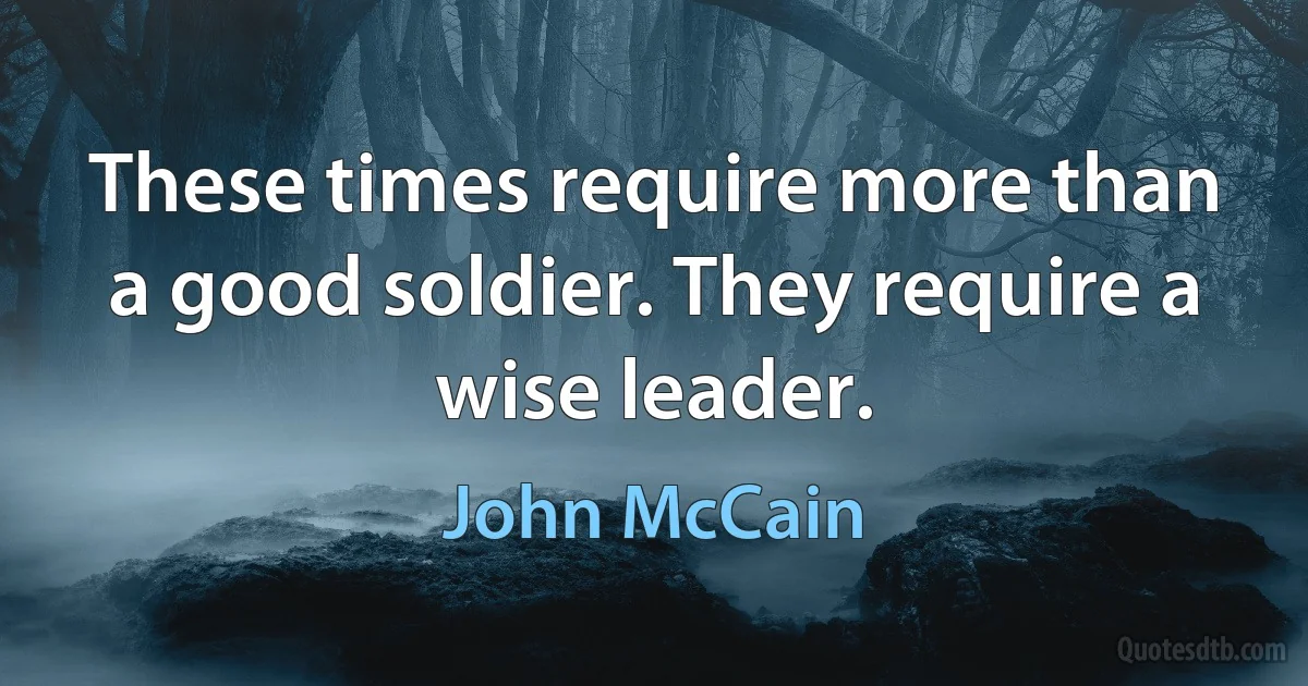 These times require more than a good soldier. They require a wise leader. (John McCain)