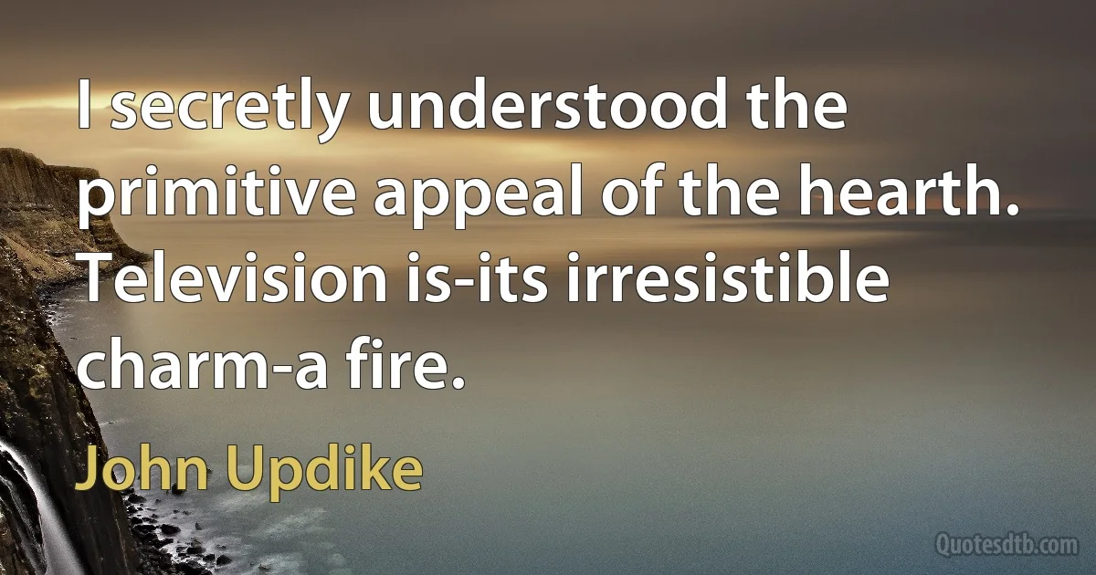 I secretly understood the primitive appeal of the hearth. Television is-its irresistible charm-a fire. (John Updike)