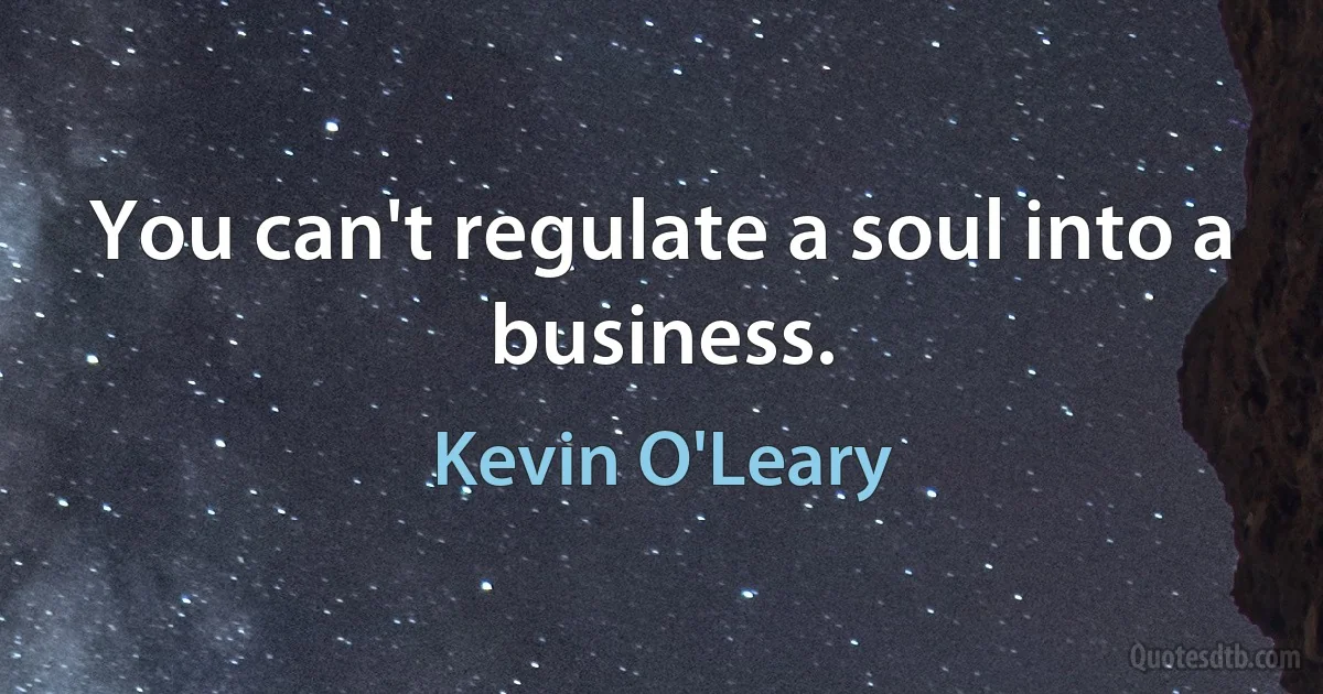 You can't regulate a soul into a business. (Kevin O'Leary)