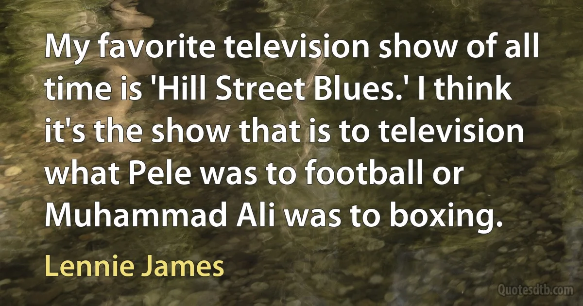 My favorite television show of all time is 'Hill Street Blues.' I think it's the show that is to television what Pele was to football or Muhammad Ali was to boxing. (Lennie James)