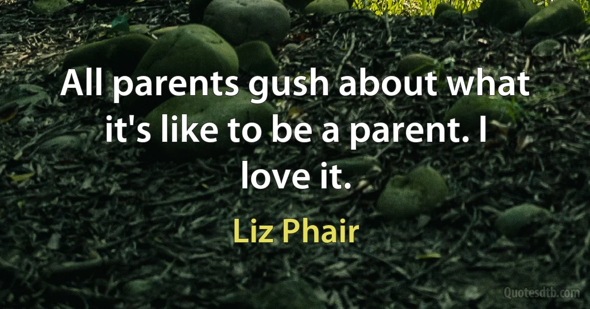 All parents gush about what it's like to be a parent. I love it. (Liz Phair)