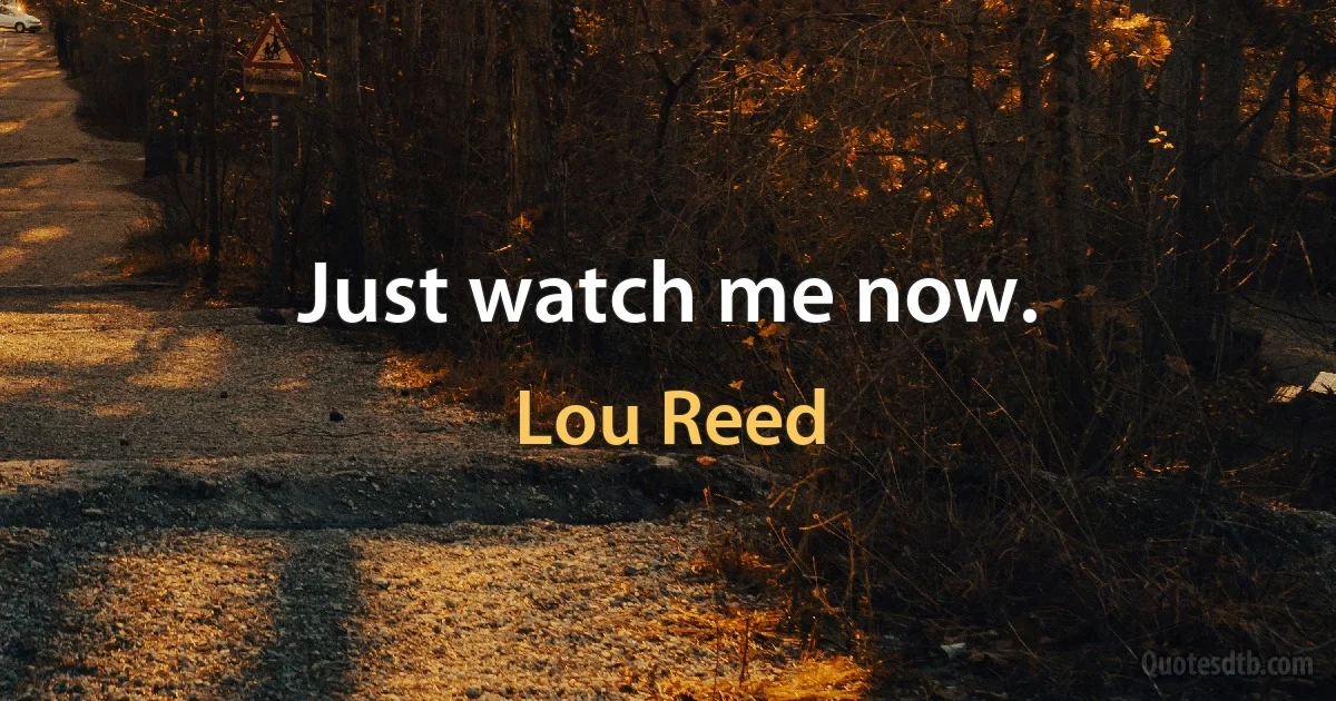 Just watch me now. (Lou Reed)