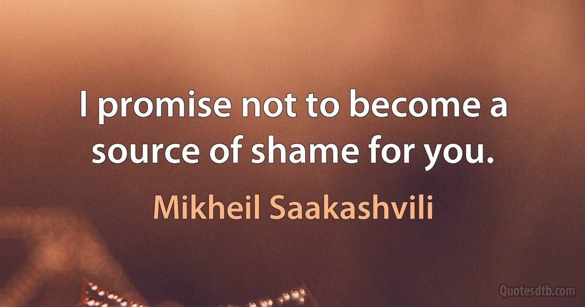 I promise not to become a source of shame for you. (Mikheil Saakashvili)