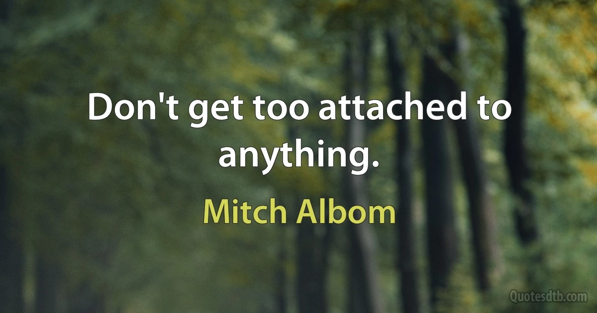 Don't get too attached to anything. (Mitch Albom)