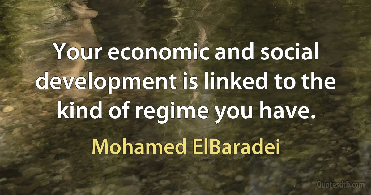 Your economic and social development is linked to the kind of regime you have. (Mohamed ElBaradei)