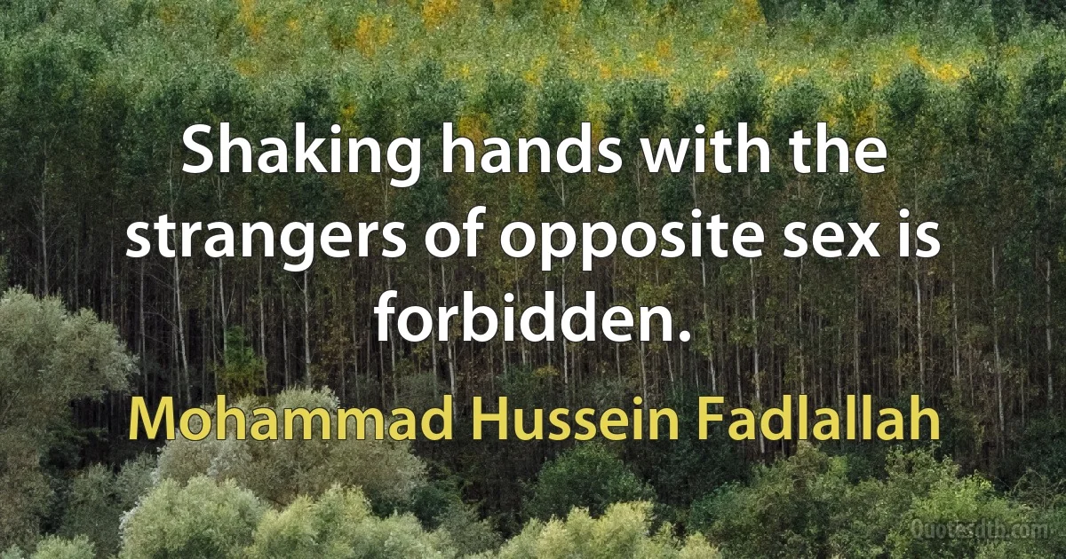 Shaking hands with the strangers of opposite sex is forbidden. (Mohammad Hussein Fadlallah)