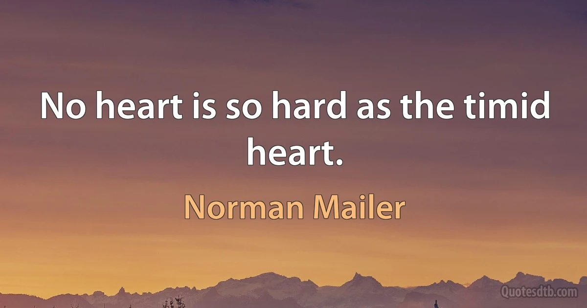 No heart is so hard as the timid heart. (Norman Mailer)