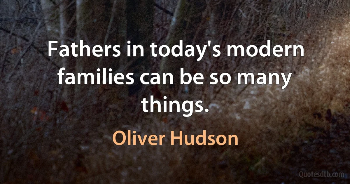 Fathers in today's modern families can be so many things. (Oliver Hudson)