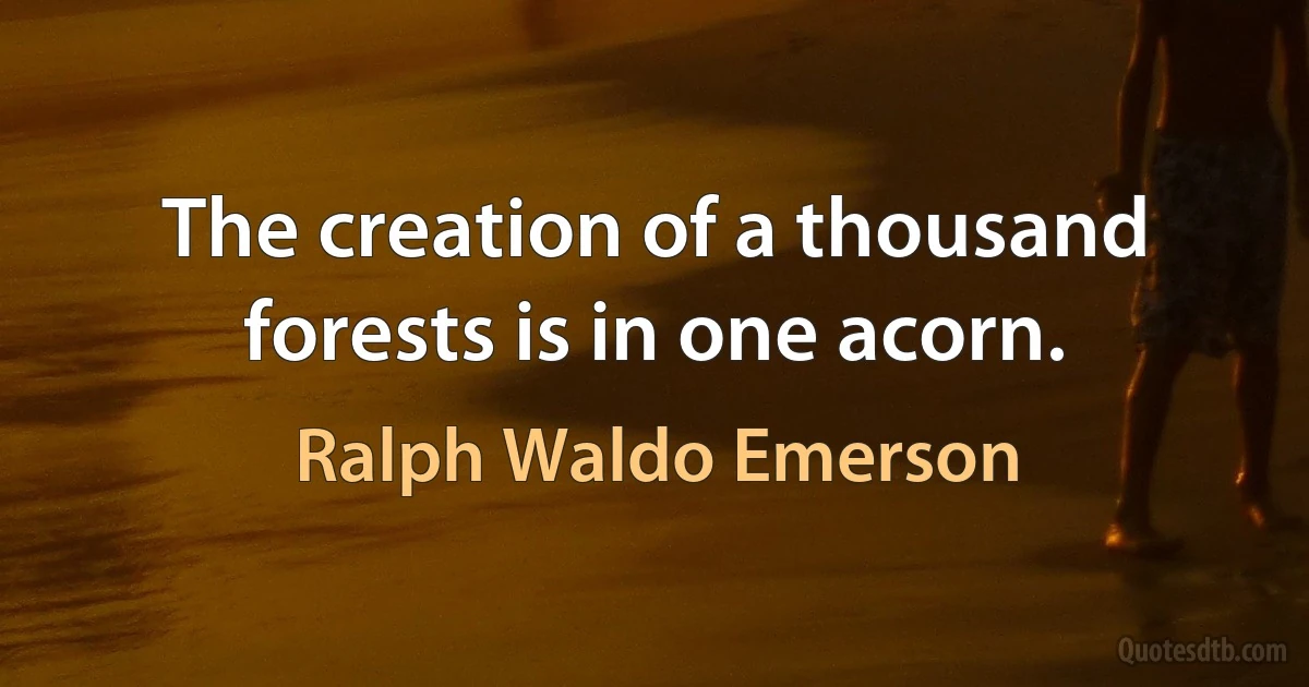 The creation of a thousand forests is in one acorn. (Ralph Waldo Emerson)