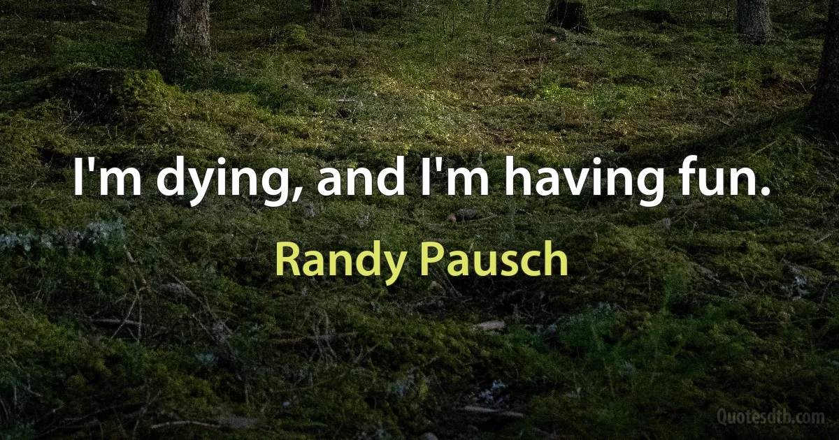 I'm dying, and I'm having fun. (Randy Pausch)