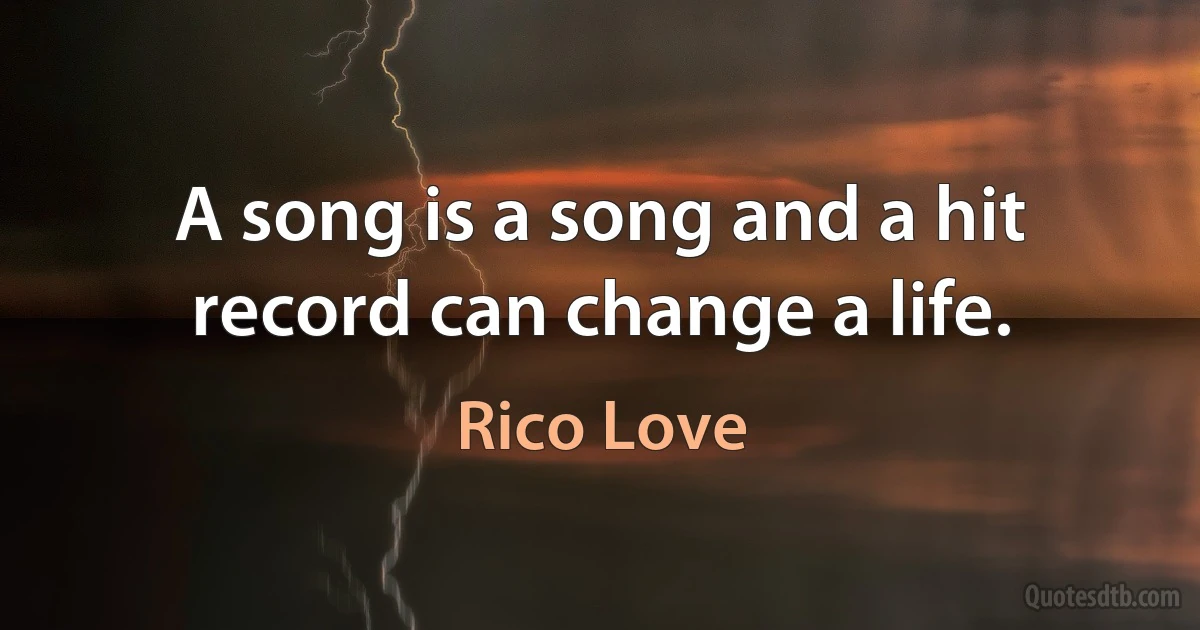 A song is a song and a hit record can change a life. (Rico Love)