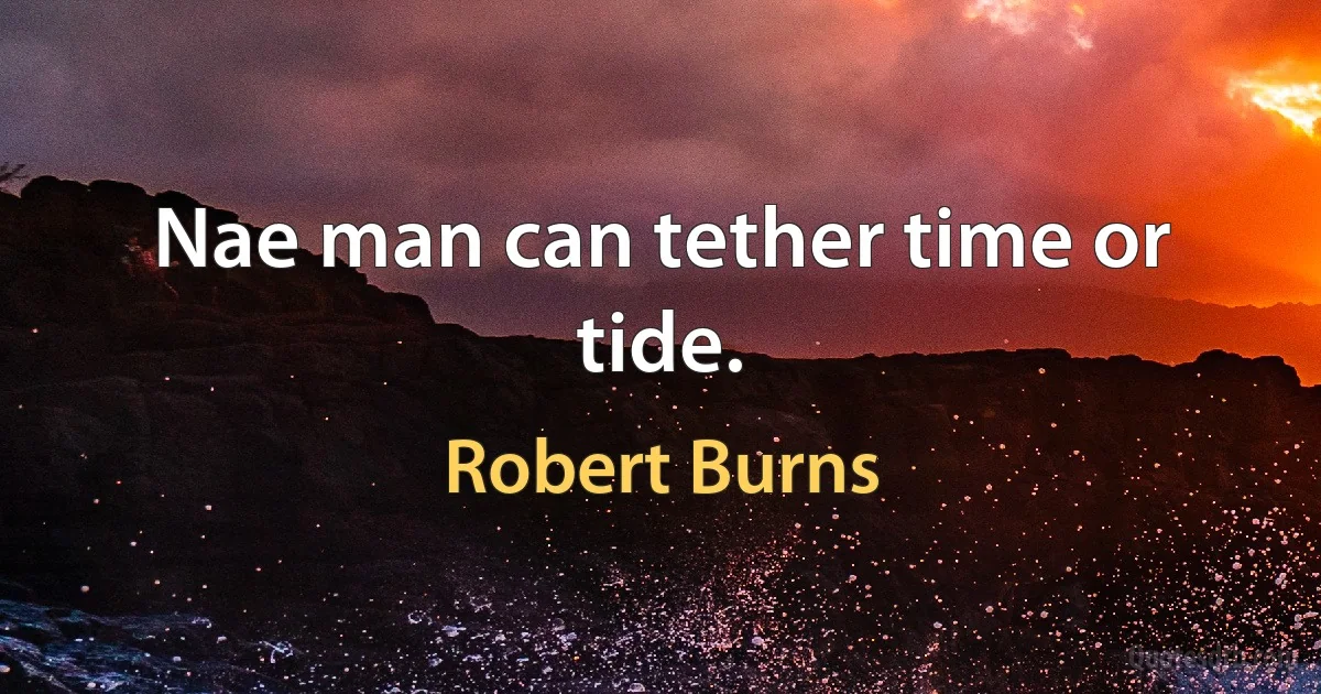 Nae man can tether time or tide. (Robert Burns)